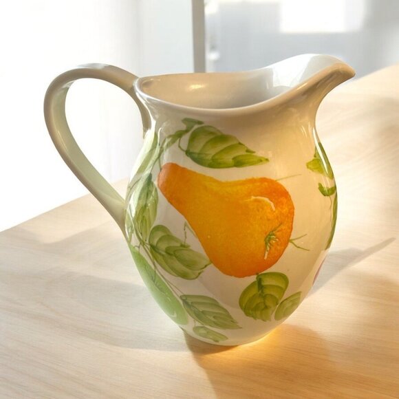 1980s-90s La Ceramica V.B.C. Hand-Painted Fruit Pitcher – Made in Italy - Picture 1 of 7